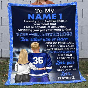 Personalized Hockey Couple Blanket - Promise to Love You For The Rest Of Mine - Couple Shoulder to Shoulder - Blanket - GoDuckee
