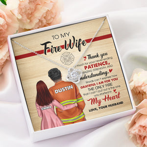 Firefighter Wife The Fire You Started In My Heart - Personalized Love Knot Necklace - Gift for Her - Couple Shoulder to Shoulder - Jewelry - GoDuckee