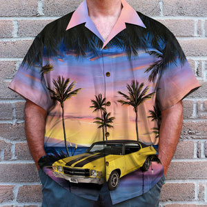 Custom Car Photo Hawaiian Shirt, Aloha Shirt, Sunset Beach Pattern (Car0902) - Hawaiian Shirts - GoDuckee