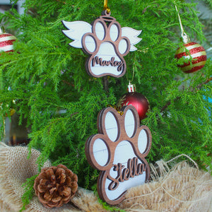 Personalized Puppy Paw Wood Ornament, Christmas Tree Decoration - Ornament - GoDuckee