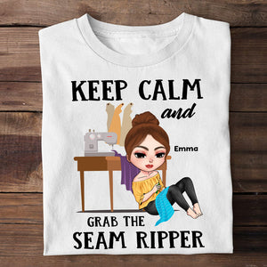 Keep Calm And Grab The Seam Ripper Personalized Sewing Shirts - Shirts - GoDuckee