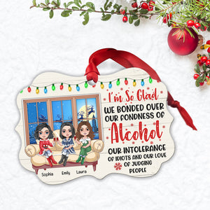 Drinking Christmas Friends, Our Fondness Of Alcohol, Personalized Bestie Ornament - Ornament - GoDuckee