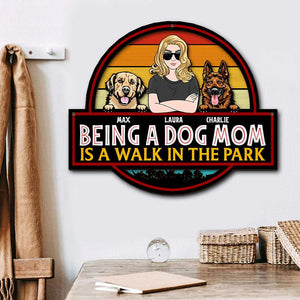 Being A Dog Mom Is A Walk In The Park, Personalized 2 Layers Wood Sign, Gifts for Dog Lovers - Wood Sign - GoDuckee