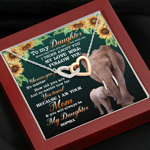 My Love Will Follow You - Personalized Interlocking Hearts Necklace - Gift for Daughter - Jewelry - GoDuckee