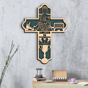 Hockey Team Cross Personalized 3D 2-Layered Wood Art - Gift for Hockey Players - Wood Sign - GoDuckee
