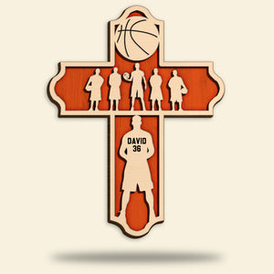 Basketball Player Insider A Cross - Personalized 3D Wood Art - Gift for Basketball Players - Wood Sign - GoDuckee