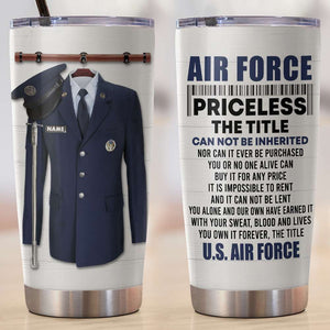 Personalized Airforce Tumbler - The Title Cannot Be Inherited - Uniform On Hanger - Tumbler Cup - GoDuckee