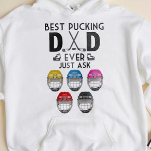 Hockey Dad Best Pucking Dad Ever, Personalized Shirts, Father's Day Gifts for Dad, Hockey Helmet - Shirts - GoDuckee