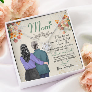 Mom Daughter Be Kind To Yourself - Personalized Love Knot Necklace - Jewelry - GoDuckee