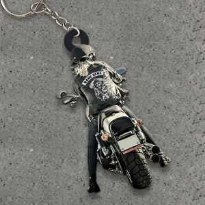 Biker Keychain - Custom Name - Biker Back View - Keychains - GoDuckee