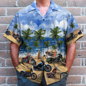 Custom Motorcycle Photo Hawaiian Shirt, Gift For Car Lovers, Beach Pattern - Hawaiian Shirts - GoDuckee