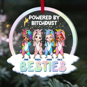 Powered By Bitchdust Besties Personalized Ornament, Gift For Besties - Ornament - GoDuckee