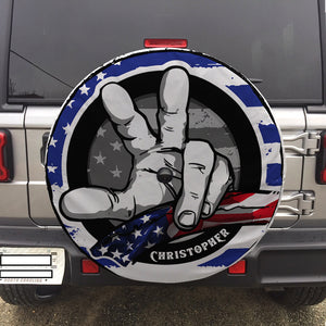 Hand Hold Flag Personalized Off- Road Car Tire Cover, Gift For Car Lovers - Tire Cover - GoDuckee