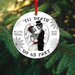 Couple Till Death Do Us Part, Personalized Ceramic Ornament - Ornament - GoDuckee