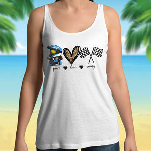 Peace Love Racing, Personalized Shirt, Gift for Motocross Girls - Shirts - GoDuckee