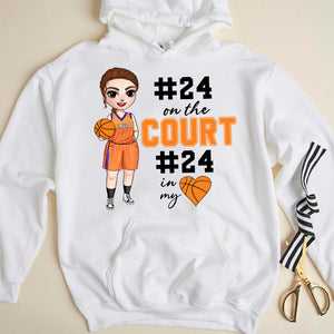 Basketball Mom On The Court - In My Heart - Personalized Shirts - Gift for Basketball Mom/Wife - Shirts - GoDuckee