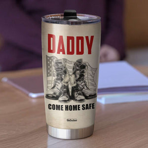 Personalized Veteran Dad Tumbler, Walk Alongside Me Daddy, Dad and Son Military Boots - Tumbler Cup - GoDuckee