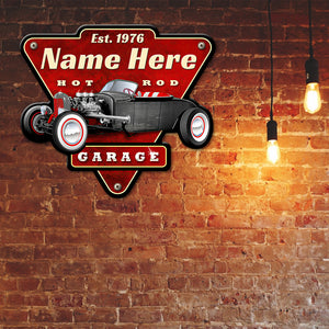 Drag Racing Metal Sign - Custom Hot Rod Garage Name - Metal Wall Art - GoDuckee