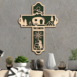 Camping Car Cross - Personalized 3D Wood Art - Gift for Campers - Wood Sign - GoDuckee