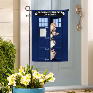 Personalized Gift For Cat Lover, Spoiled Rotten Cats On Board Custom Flag - Flag - GoDuckee