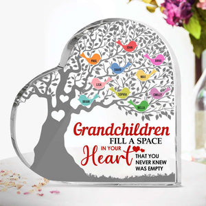 Grandchildren Fill A Space In Your Heart, Grandma Mother's Day Gift, Personalized Heart Acrylic Plaque - Decorative Plaques - GoDuckee
