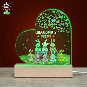 Grandma's Peeps, Personalized Led Light Wood Base, Gift For Grandma - Led Night Light - GoDuckee