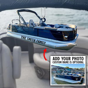 Pontoon Personalized Flat Car Ornament With Upload Image - Gift for Pontoon Lovers - Ornament - GoDuckee