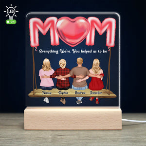 Mother’s Love Is Peace, Mom And Children Personalized 3D Led Light Wooden Base, Gift For Mother's Day - Led Night Light - GoDuckee