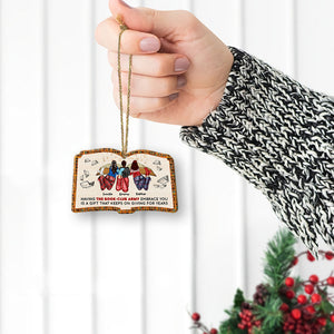 Bestie Book - Club Army, Personalized Book-shape Wood Ornament for Book Lovers - Ornament - GoDuckee