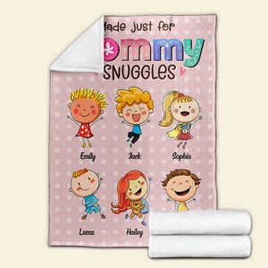 Made Just For Mommy Snuggles, Personalized Blanket, Mother's Day Gift, Gift For Mom, Mom's Stick Figures Blanket - Blanket - GoDuckee