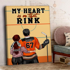 Personalized Hockey Couple Poster - My Heart Is On That Rink - Couple Shoulder to Shoulder - Poster & Canvas - GoDuckee
