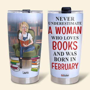 Personalized Reading Girl Tumbler - Tumbler Never Underestimate A Woman Who Loves Book - Tumbler Cup - GoDuckee