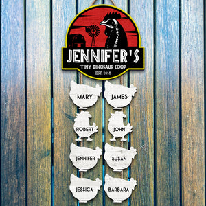 Chicken Coop Sign, Personalized Poultry Farming Wood Sign, Tiny Dinosaur Coop - Wood Sign - GoDuckee