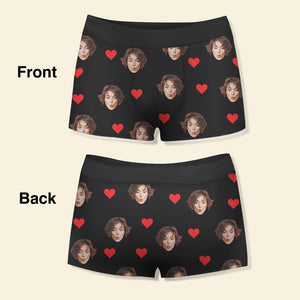 Custom Photo Men Boxer Briefs Black Heart - Boxer Briefs - GoDuckee