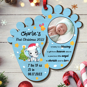 Baby Blessing Keepsake Newborn First Christmas, Personalized Wood Ornament, Christmas Gift - Ornament - GoDuckee