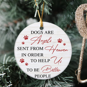Dog Memorial Christmas Ornament - Upload Dog Image, Dogs Are Angels Sent From Heaven - Ornament - GoDuckee