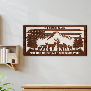 Personalized Out Door Family Deer Wood Sign Gift For Family - Wood Sign - GoDuckee