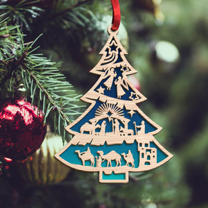 Christmas Nativity of Jesus 2 Layered Wooden Ornament - Ornament - GoDuckee