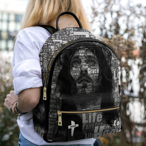 Life-Faith-Lord Personalized Jesus PU Backpack - Leather Bag - GoDuckee
