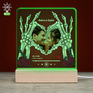 Custom Couple Skull Led Light 3D Wooden Base - Gift For Couple - Led Night Light - GoDuckee