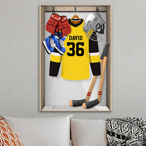 Personalized Hockey Apparel and Equipment Poster - Custom Name, Number - Poster & Canvas - GoDuckee