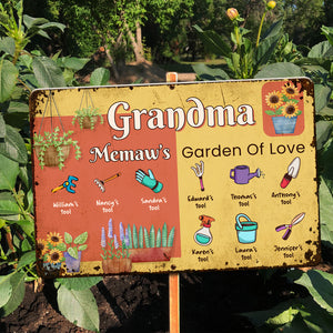 Grandma Garden Of Love, Family Love Printed Metal Sign - Metal Wall Art - GoDuckee