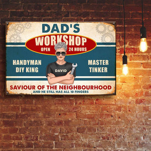 Personalized Fixing Dad Metal Sign - Saviour of The Neighbourhood - Metal Wall Art - GoDuckee