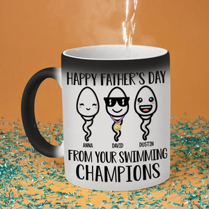 Happy Father's Day From Your Swimming Champions, Personalized Magic Mug, Gift For Dad - Magic Mug - GoDuckee