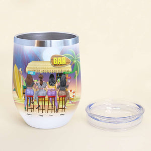 Personalized Bar Besties Wine Tumbler - You May Call It Girls Night We Call It Therapy - Beach Girls - Wine Tumbler - GoDuckee