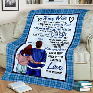 Personalized Hockey Couple Blanket - Life Is Better When We Stick Together - Blanket - GoDuckee
