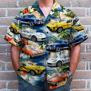 Custom Muscle Car Photo Hawaiian Shirt, Custom Up To 5 Photos, Gift For Car Lovers (Car0902) - Hawaiian Shirts - GoDuckee