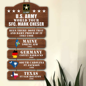 Personalized Veteran World Tour Wood Sign, Been There Done That And Da*n Proud Of It - Wood Sign - GoDuckee
