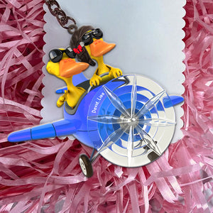 Personalized Pilot Duck Couple Keychain - Custom Name - Keychains - GoDuckee