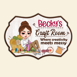 Craft Room Where Creativity Meets Messy Personalized Craft Metal Sign - Metal Wall Art - GoDuckee
